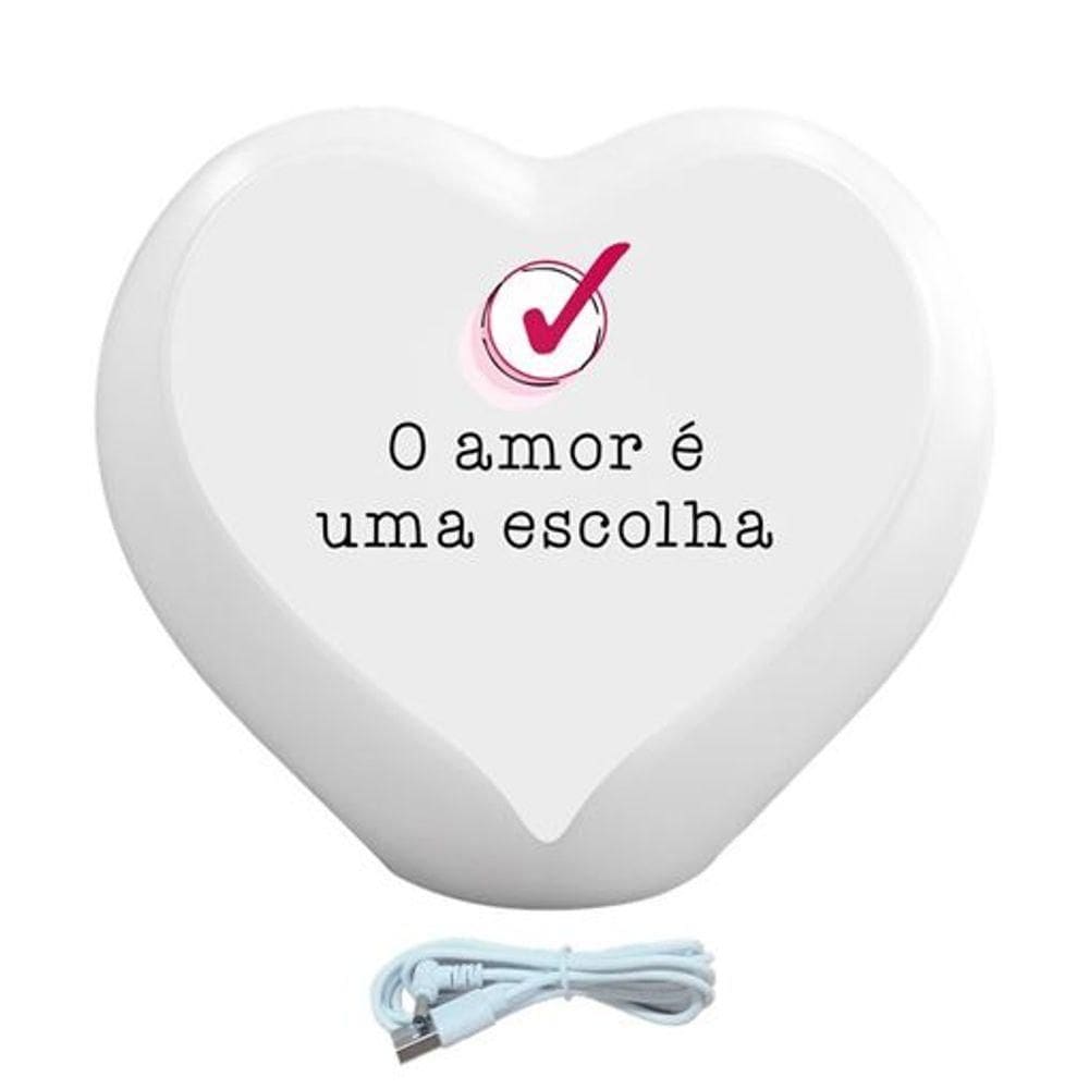 Luminária Coração O Amor é Uma Escolha Led Usb