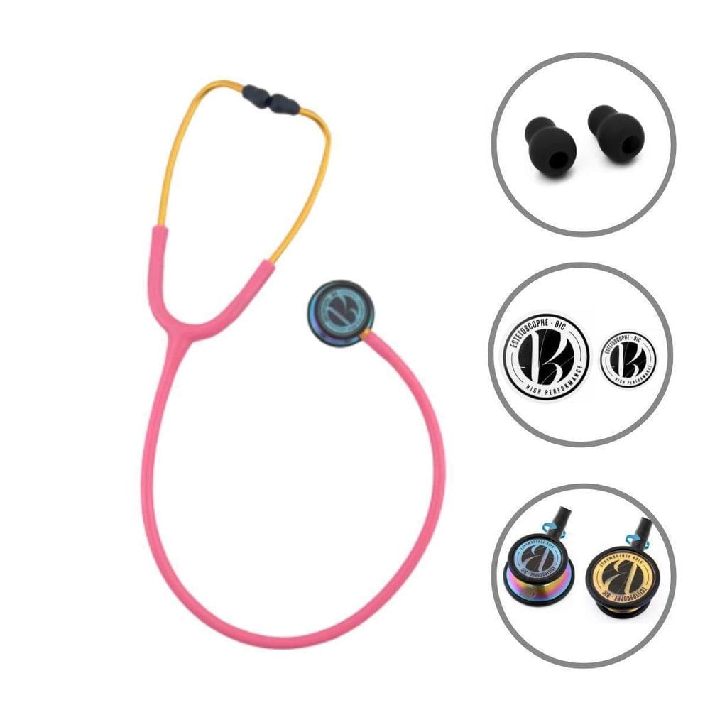 Estetoscópio Duplo Inox Rosa Rainbow Bic