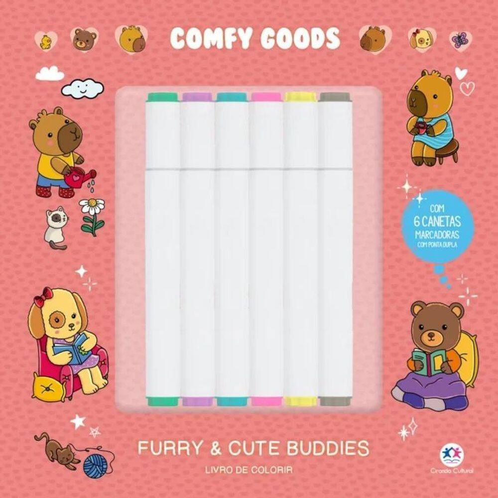 Livro De Colorir Furry And Cute Buddies - Com 6 Canetinhas