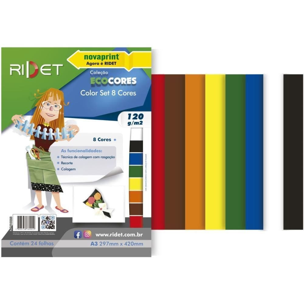 Bloco P/Educação Artística Color A3 8Cores 120G 24Fls. Ridet