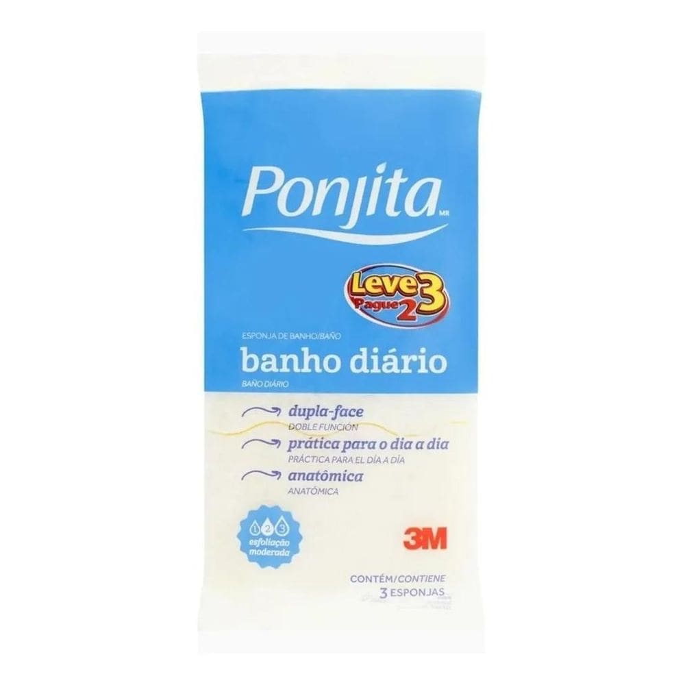 2X Esponja De Banho Diário Esfoliação Moderada Ponjita 3 M
