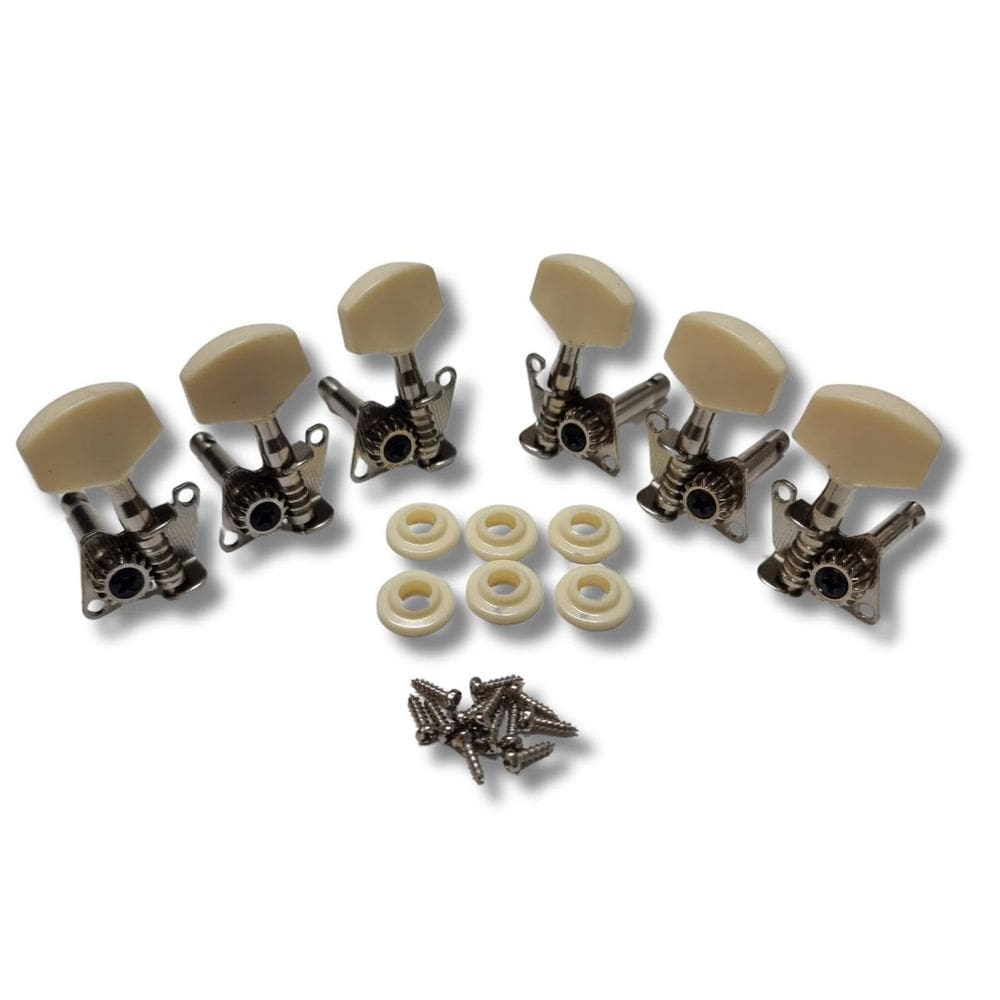 Tarraxa Violão Aço Guitarra Cromada E Creme Mh33 Ronsani