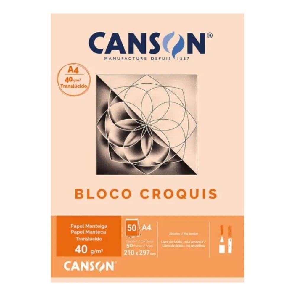 2X Bloco Croquis Papel Manteiga A4 40G Canson Desenhos