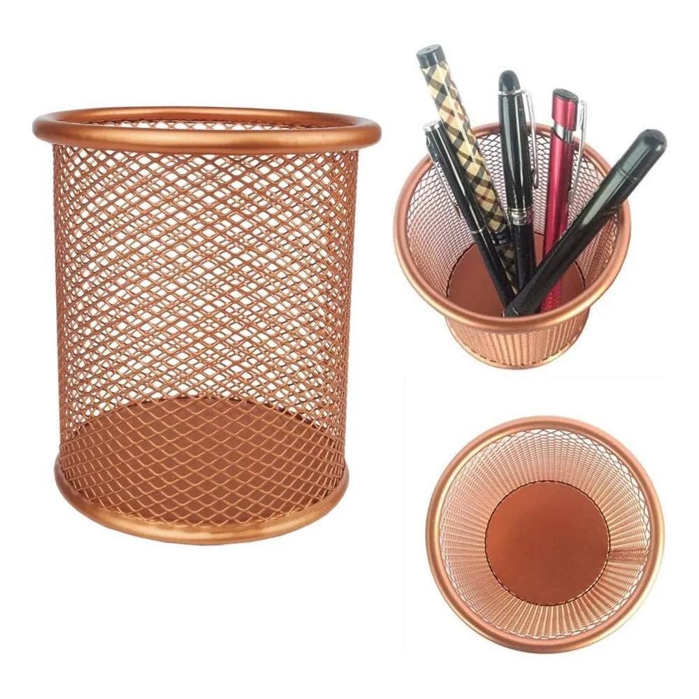 2X Porta Caneta, Lápis, Redondo, Metal, Rose Gold, Gv Office