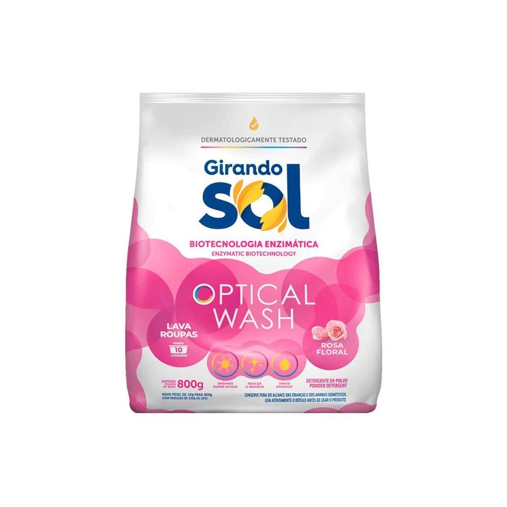 Lava Roupas Em Po Girando Sol Sache Rosa 800G
