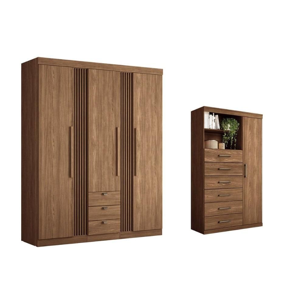 Guarda Roupa 2 Peças (1GuardaRoupa+1Cômoda) QC263 Jatobá - Santos Andirá