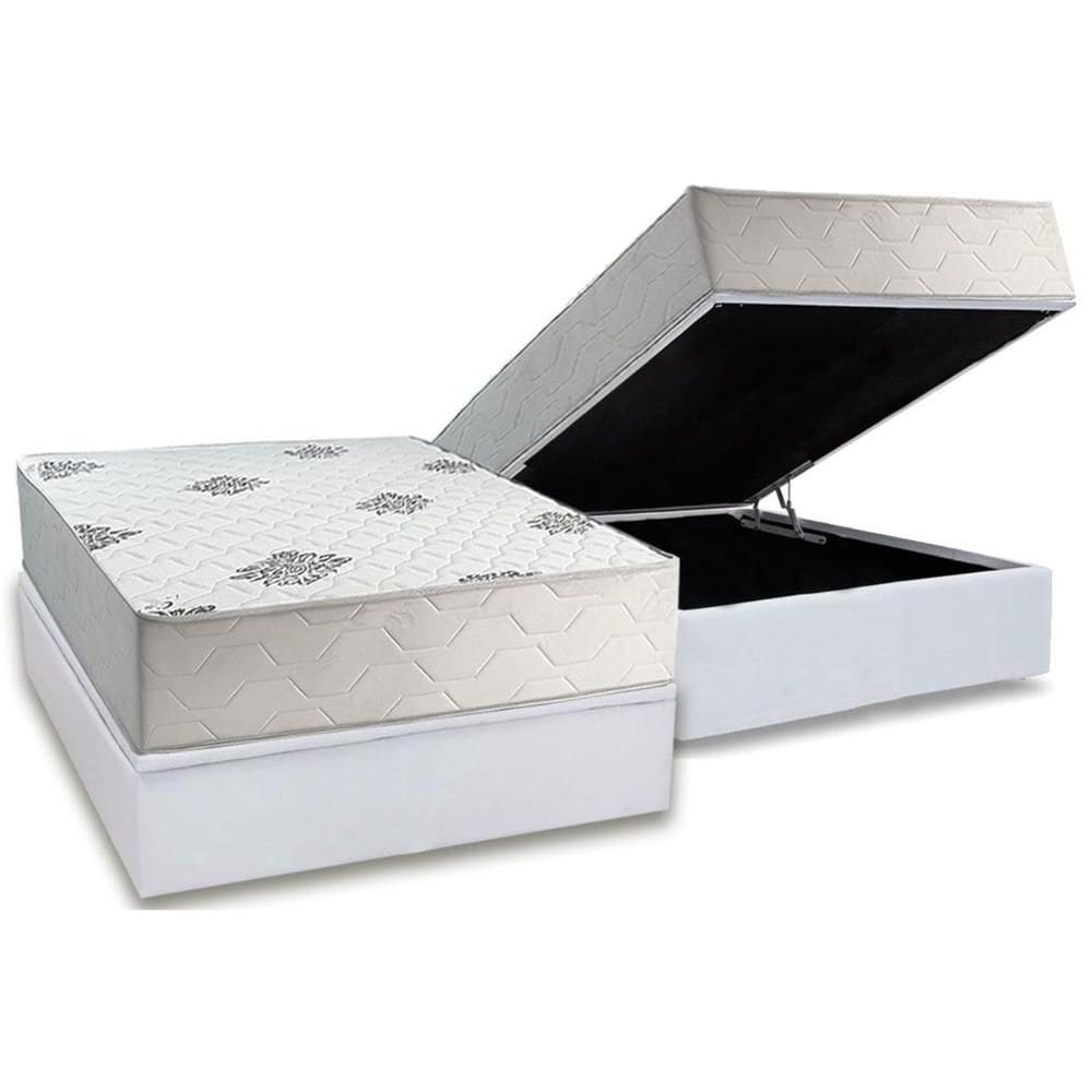 Cama Box Baú Casal + Colchão Ortopédico Inovaflex Comfort Premium