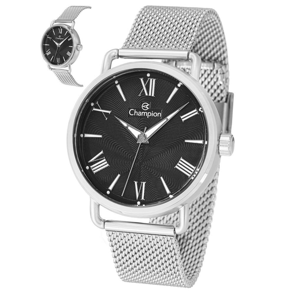 Relógio Champion Masculino Ref: Ch30251t Casual Mesh Prateado