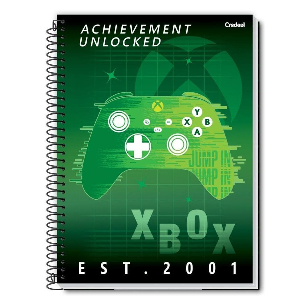 Caderno Universitário Xbox 1M Jogo Capa Dura Gamer - Verde
