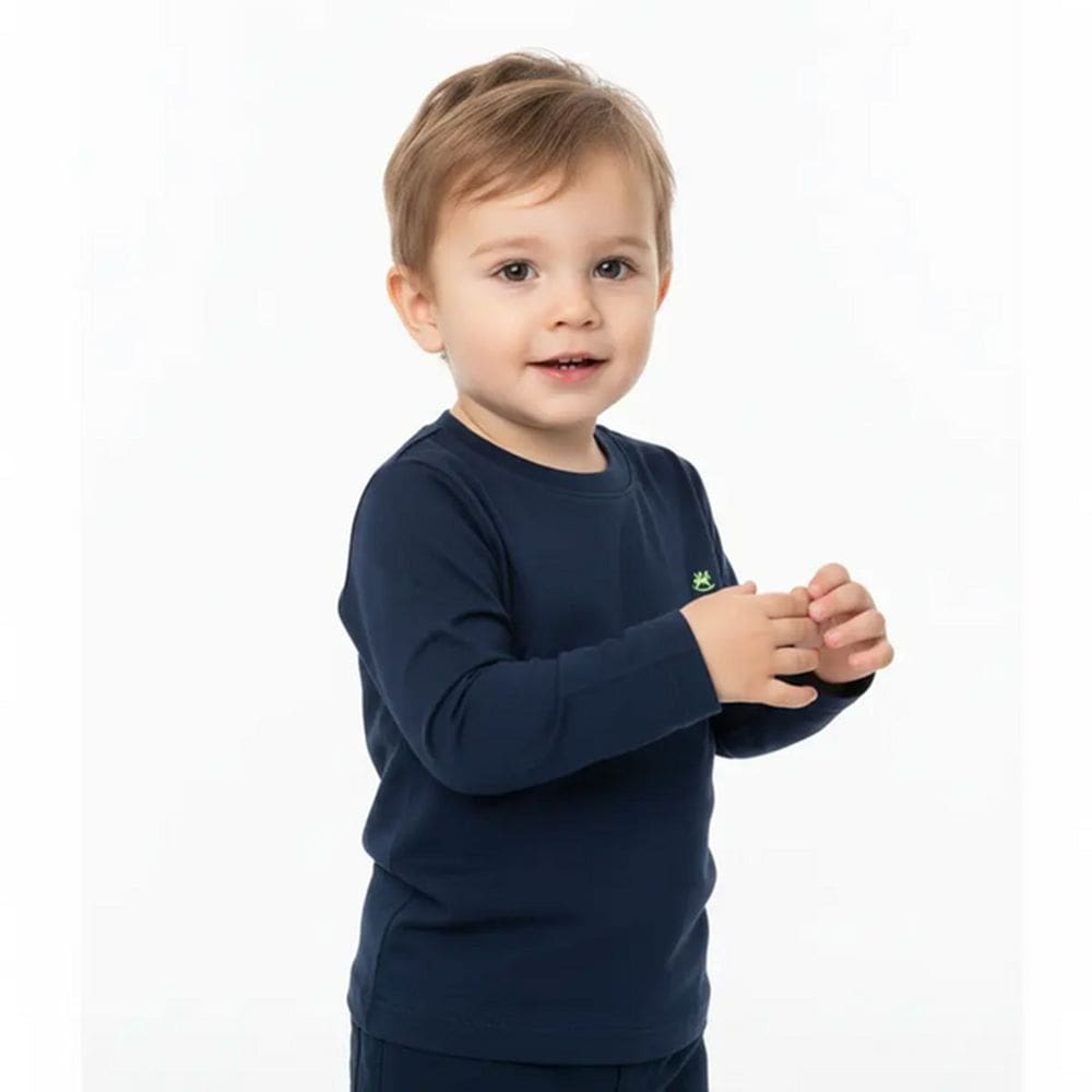 Camiseta Infantil Manga Longa Azul Marinho Up Baby