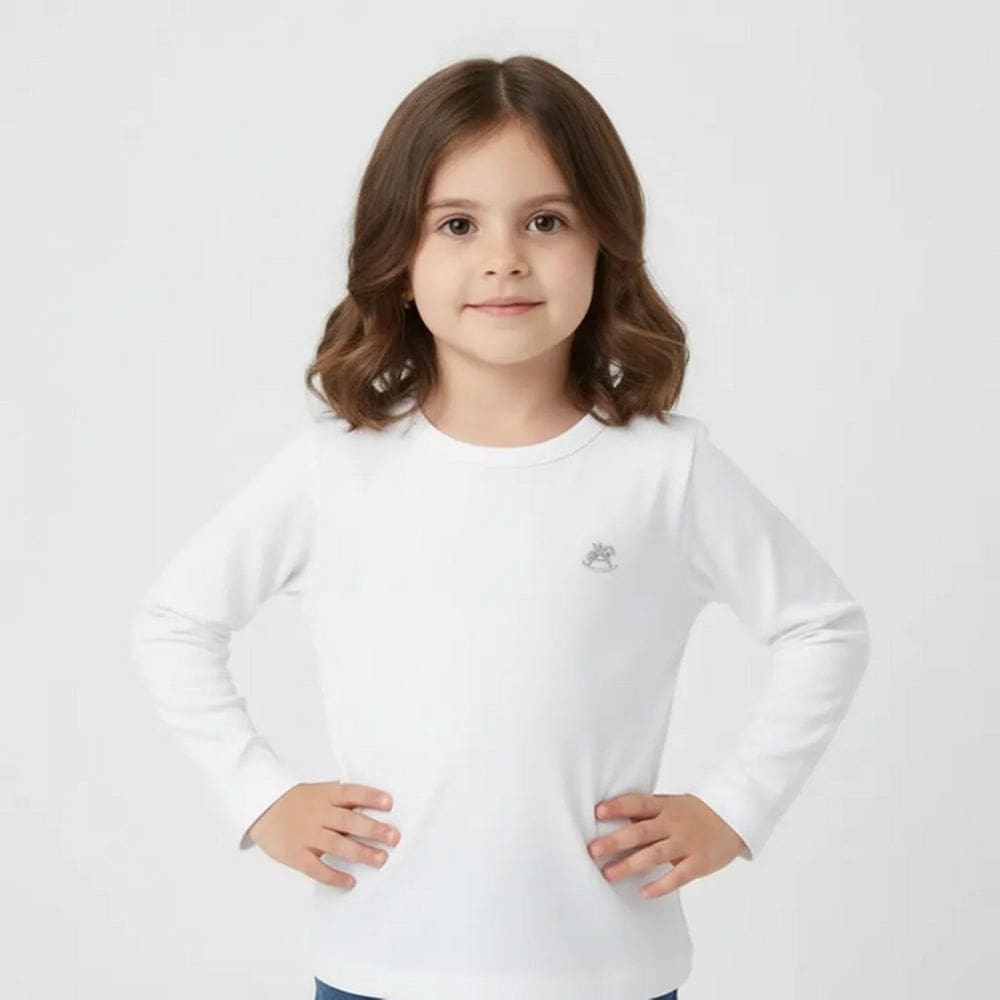 Blusa Infantil Manga Longa em Cotton Branca Up Baby