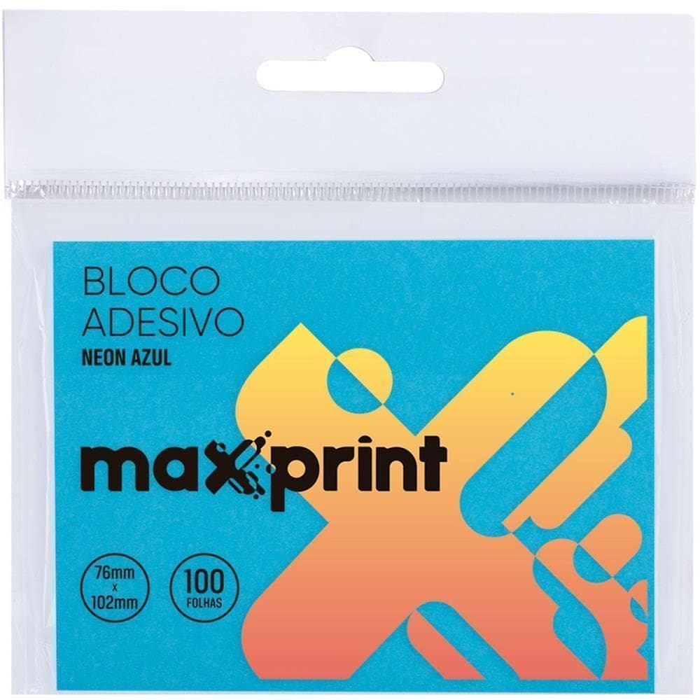 Bloco De Recado Autoadesivo 76X102Mm Azul Neon 100Fls