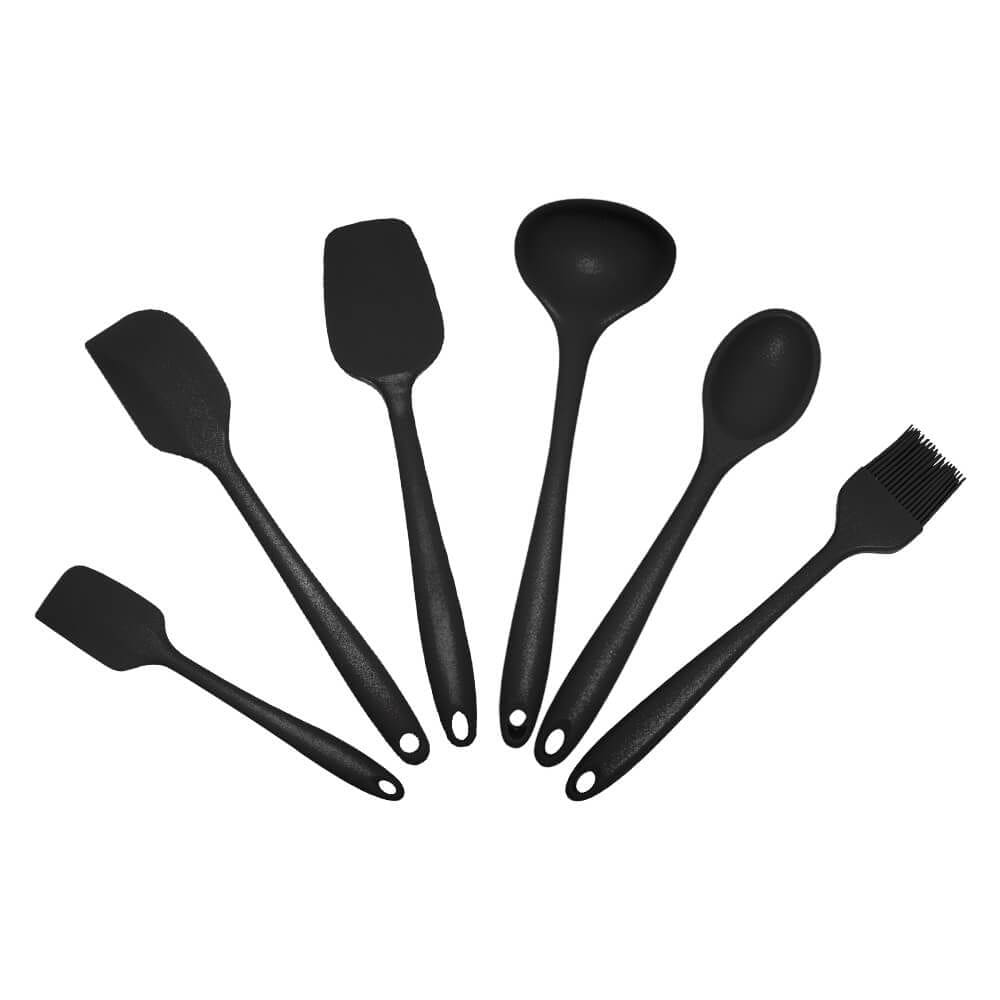 Kit de Utensilios Em Silicone Preto 6 Peças Casambiente