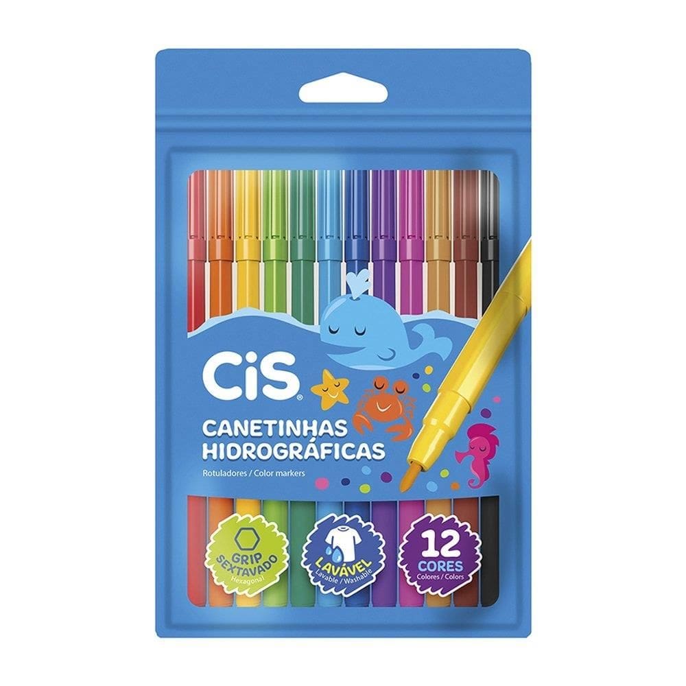 Caneta Hidrocor Cis - 10 Embalagens com 12 Cores