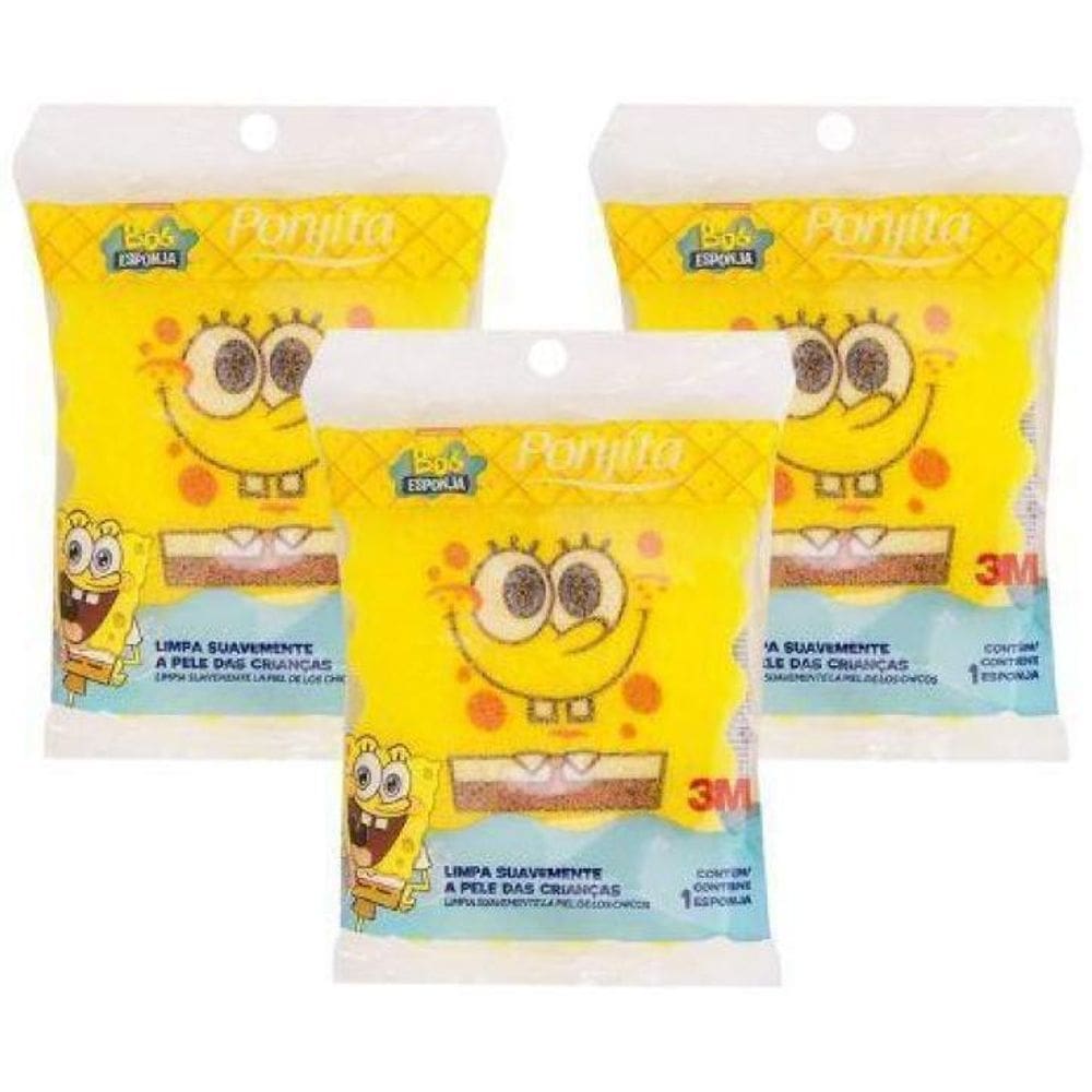 3 Esponja Ponjita De Banho Bob Esponja Infantil 3M