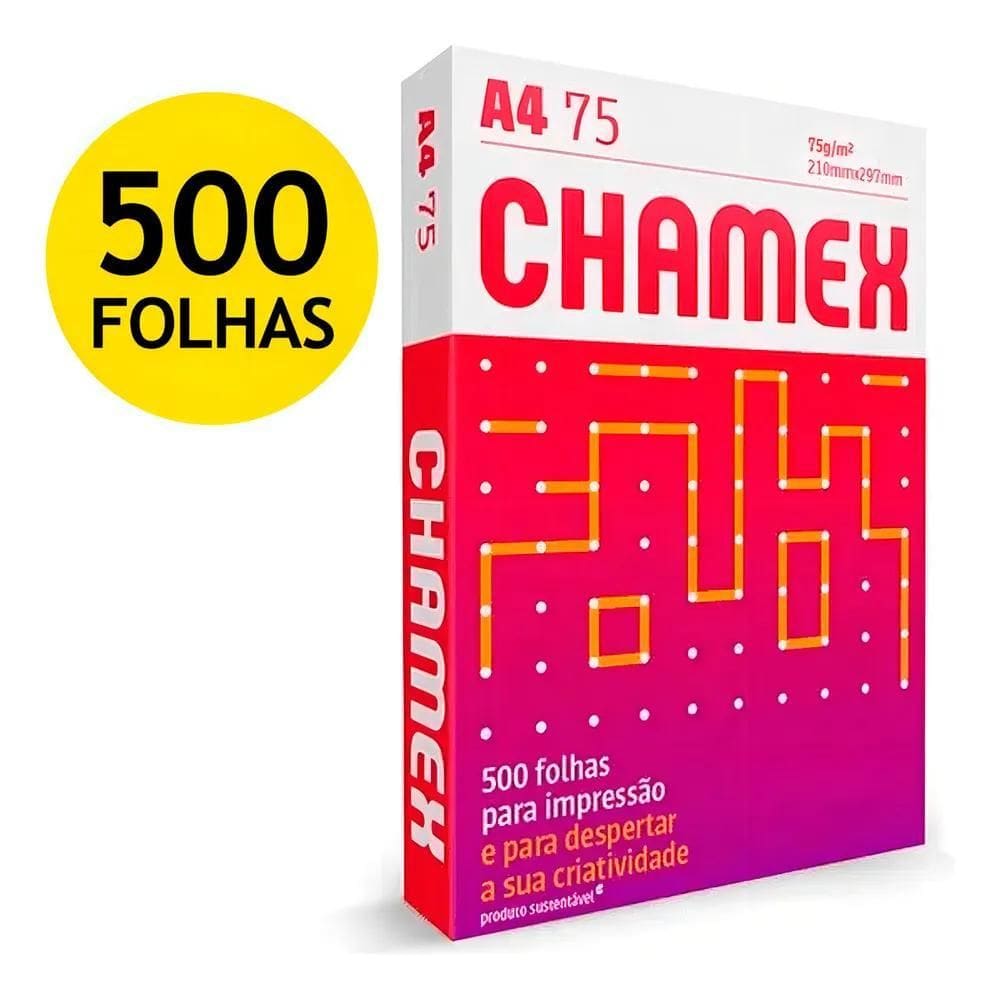 10X Papel Sulfite A4 Chamex Resma 500 Folhas 75G 210Mmx297M