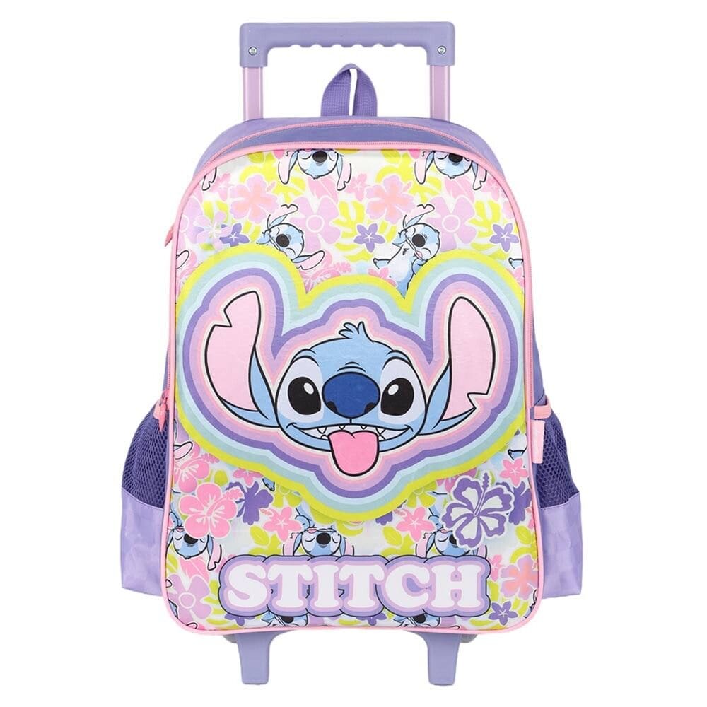 Mochila de Rodinha Infantil - Disney Stitch Flores - Luxcel