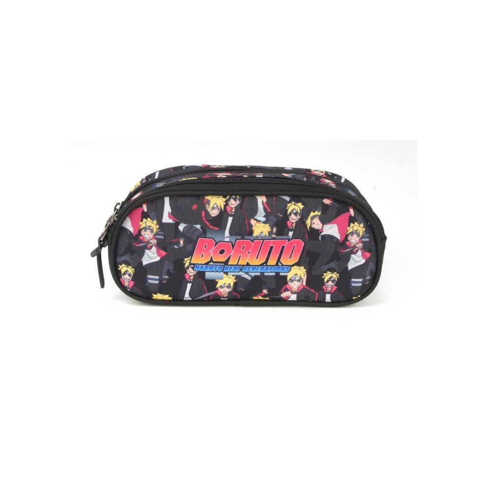 Estojo Escolar Duplo Boruto Naruto Preto Infantil Canetas
