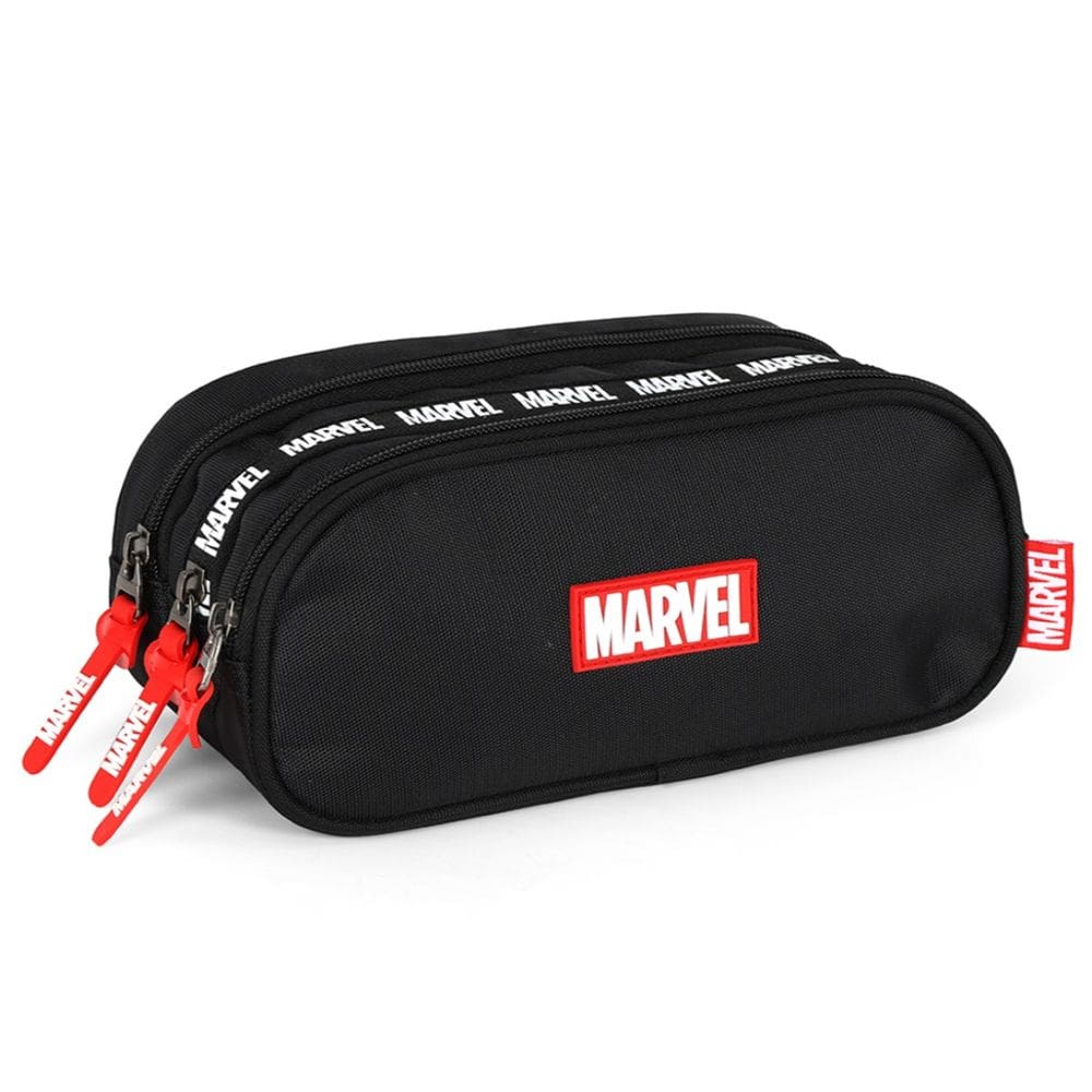 Estojo Triplo Escolar Marvel Heróis Avengers Preto Luxcel