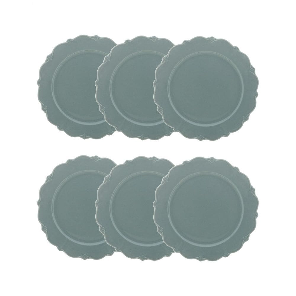 Cj 6 Pratos Rasos de Porcelana Fancy Menta 27cm Wolff