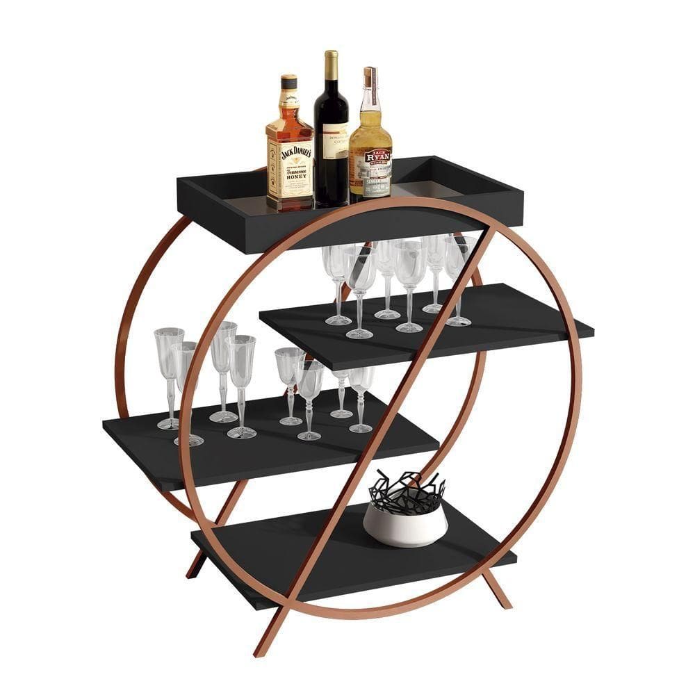 Adega Jb 4009 Luxo Preto Pe Bronze - Moveis Jb