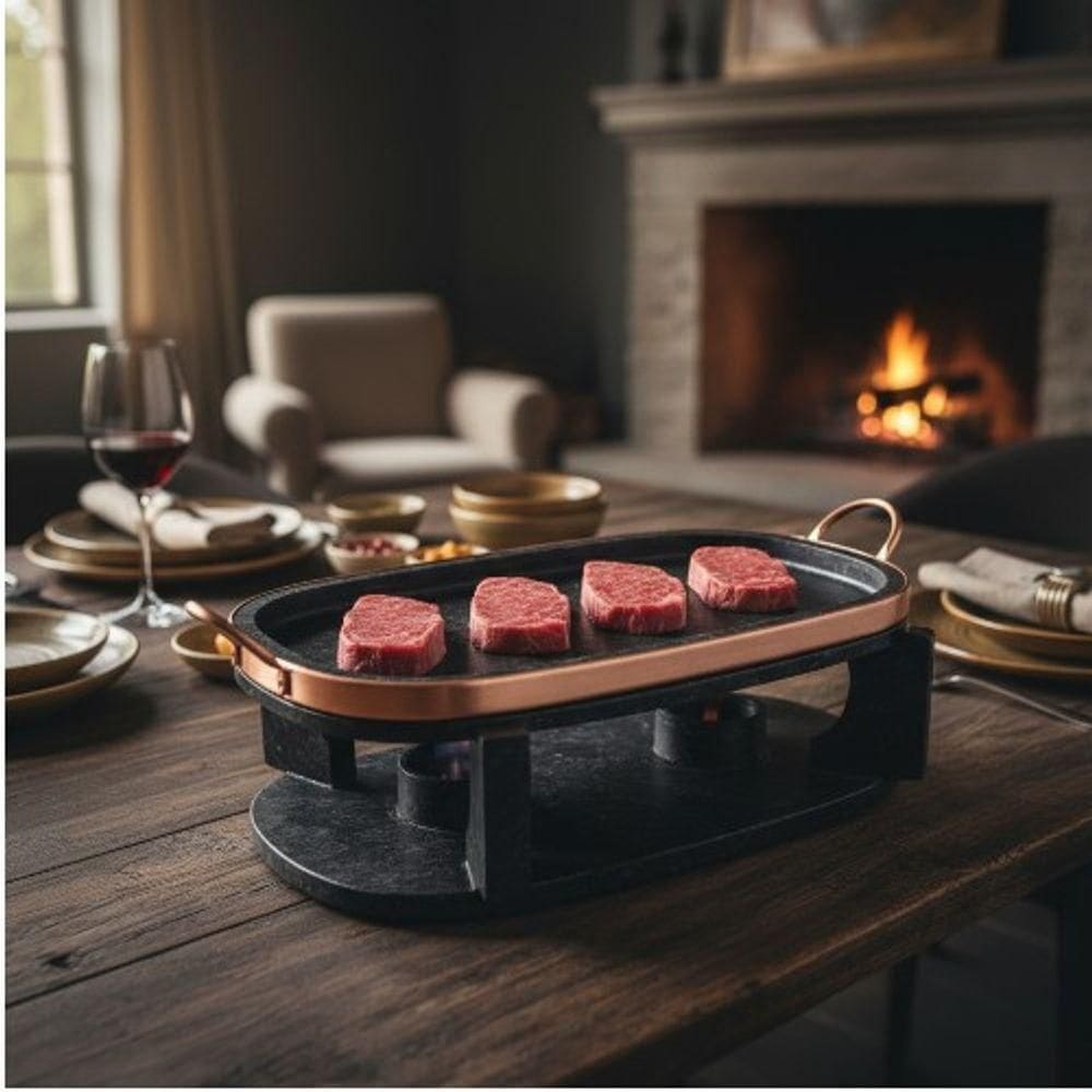 Churrasqueira Oval De Pedra Sabão Média 32 Cm