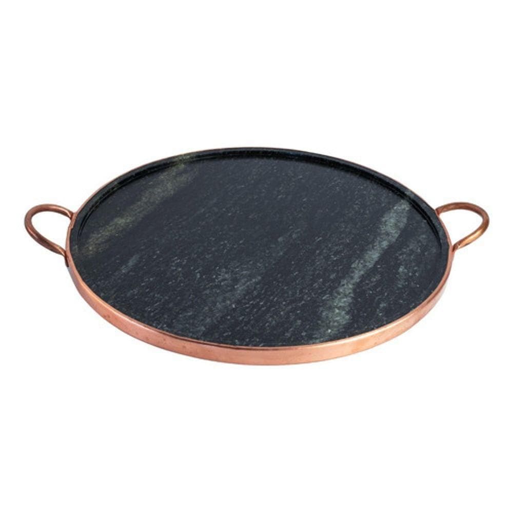 Forma De Pedra Sabão Para Pizza 32 Cm Alças De Cobre Curada
