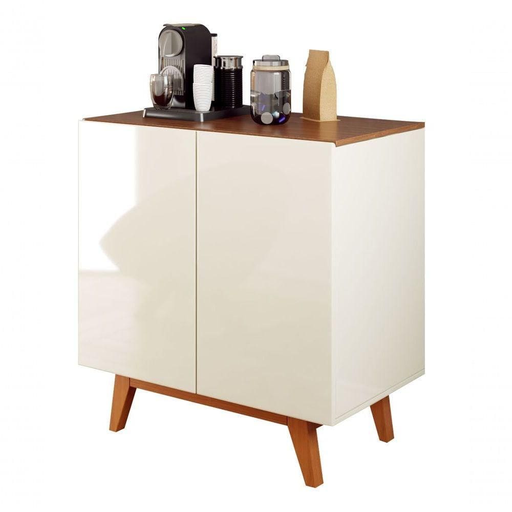 Buffet Aparador Café Prime 2 Portas Off White Com Freijó - Moveisaqui