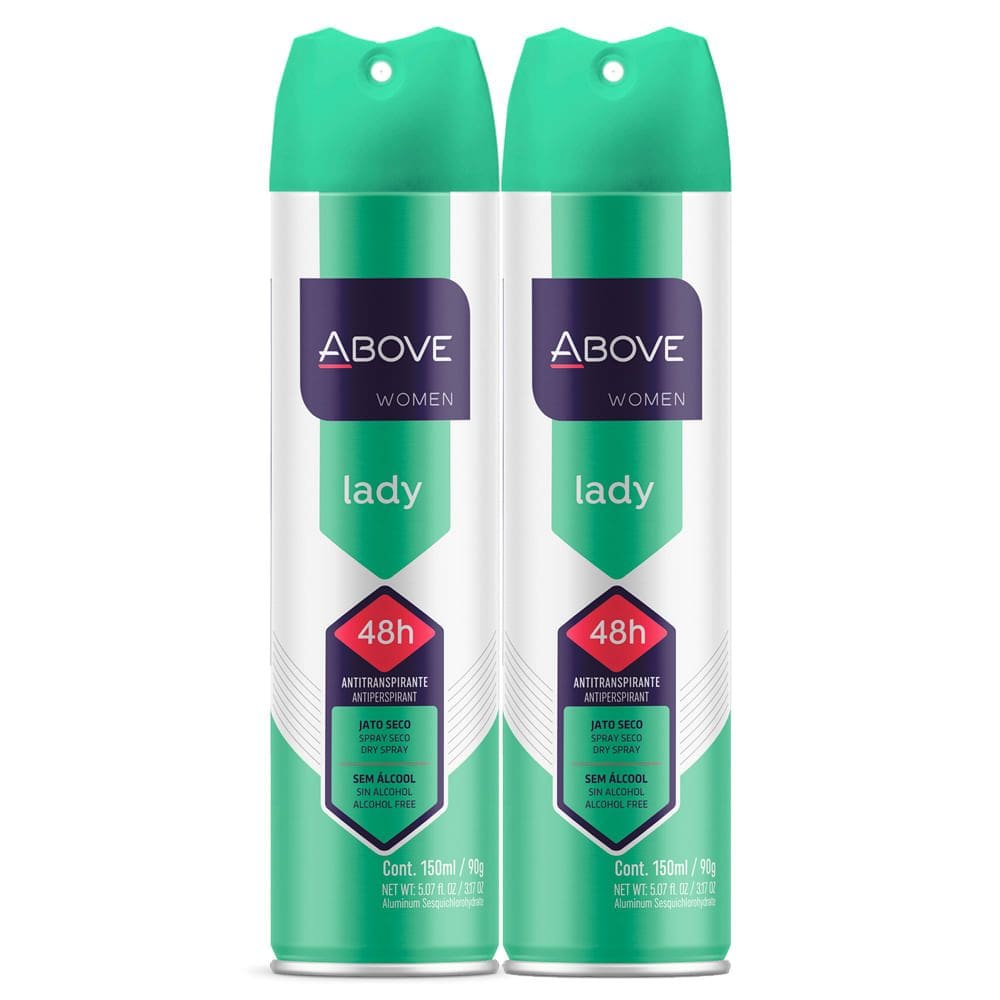 Kit 2 Desodorante Antitranspirante Above Women Lady Aerosol 150ml