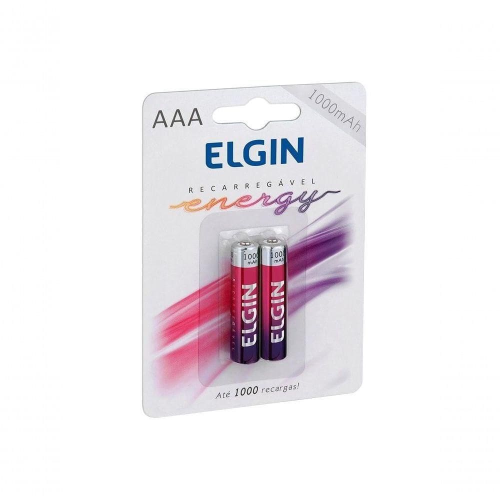 Pilha Recarregável Elgin Aaa 1000mah Blister Com2