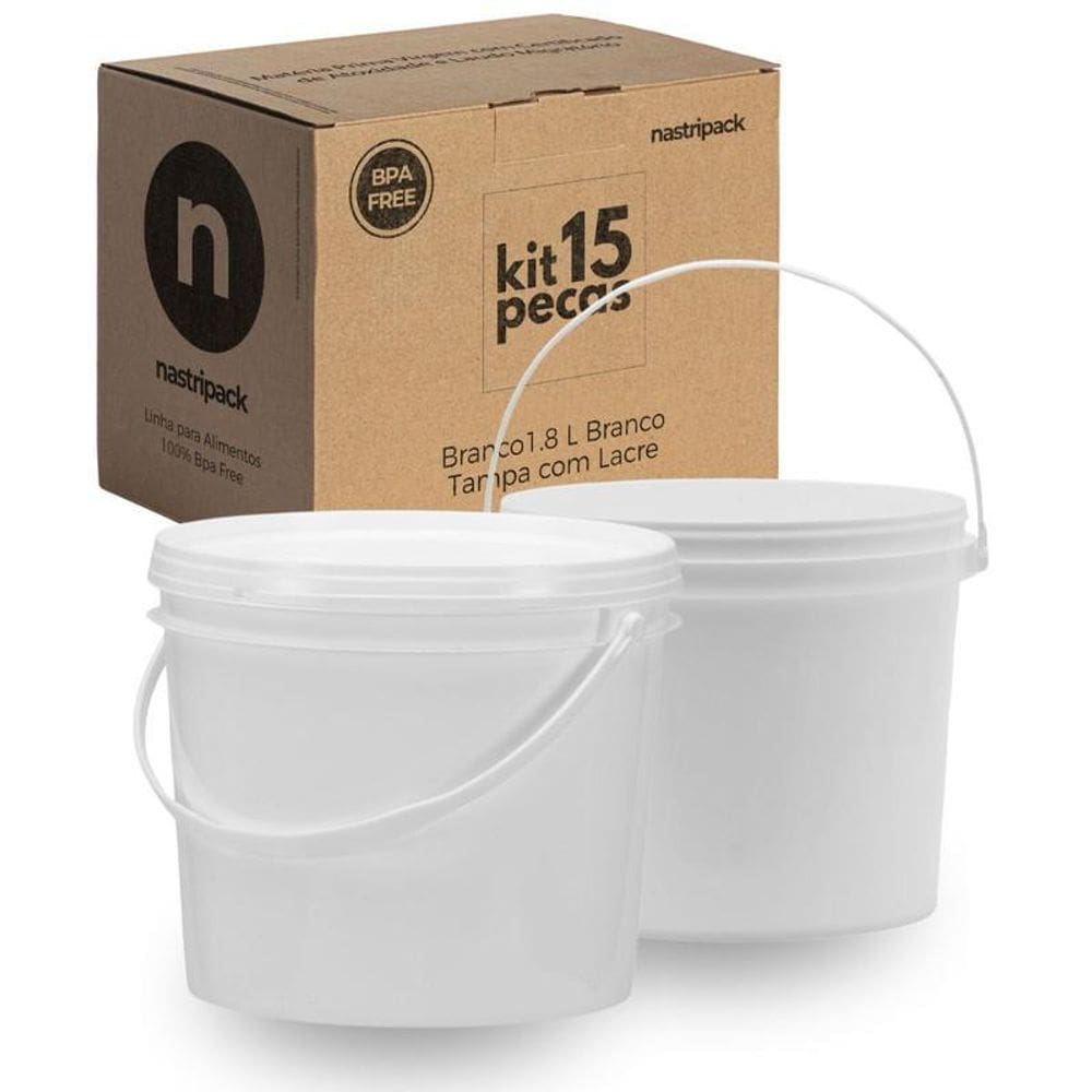 Balde Para Lanche 1.8 Litros Branco 15 Pçs