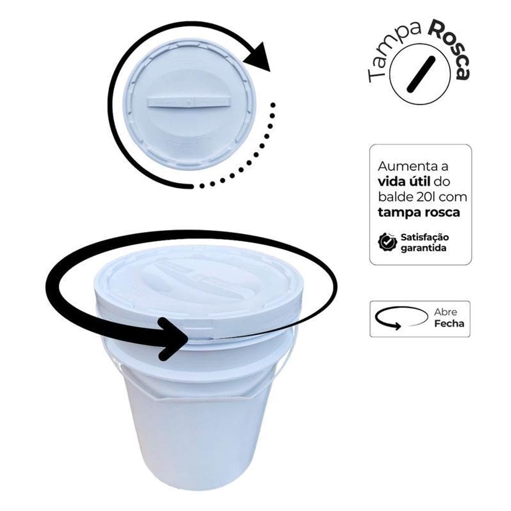Balde 20L Tampa De Rosquear Para Frango