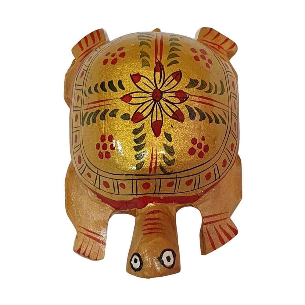 Mini Tartaruga Pintada De Madeira Suar  Modelo 2  8Cm