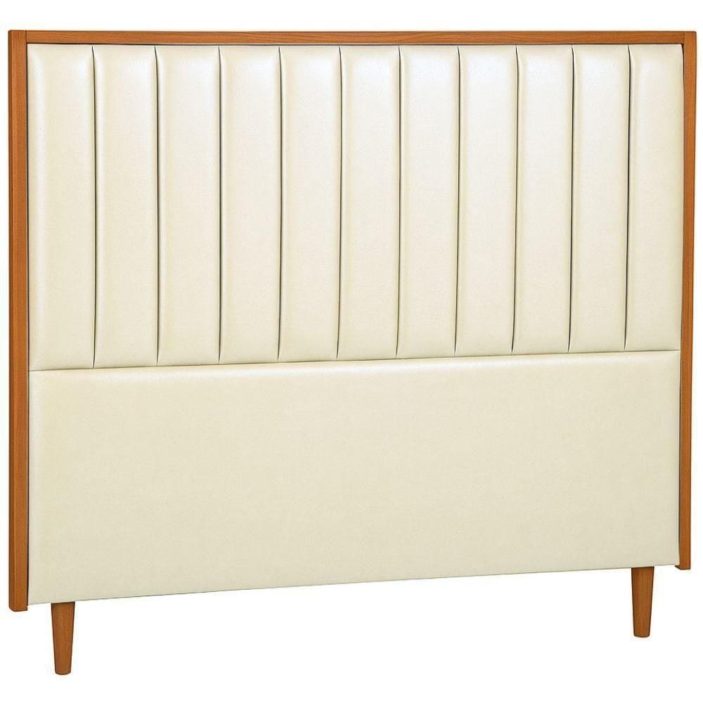 Cabeceira Estofada Queen Imperial Couro Branco 160 Cm
