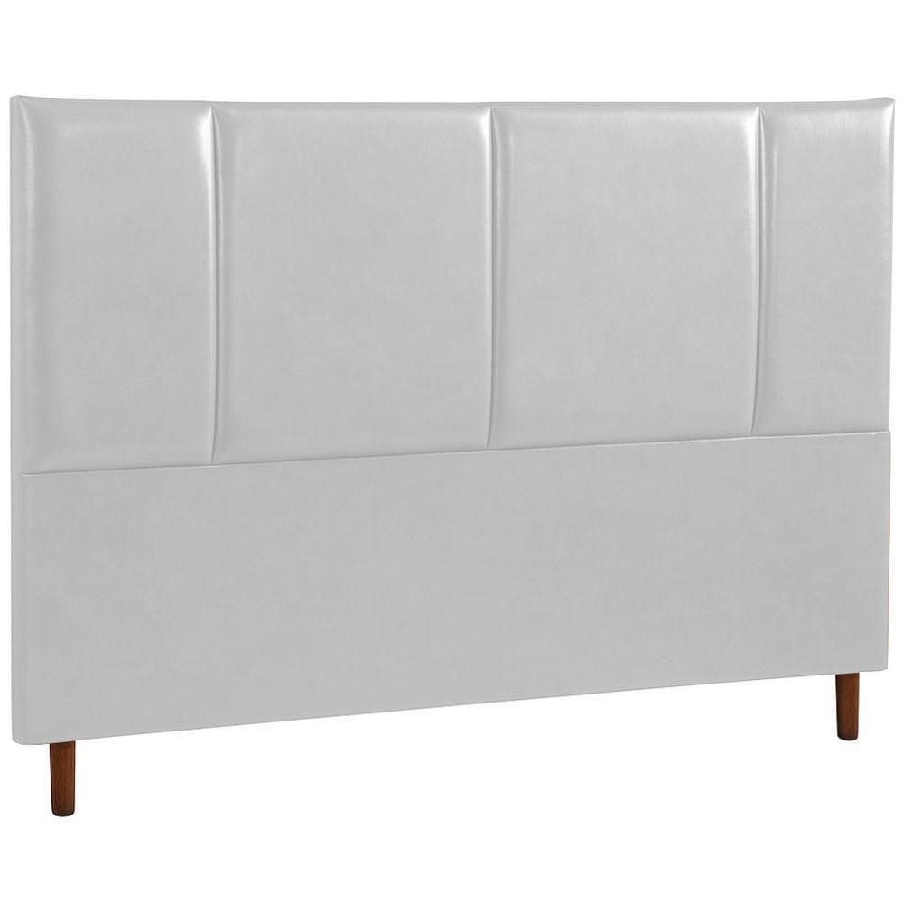 Cabeceira Estofada Queen Panamá Couro Cinza 160 Cm