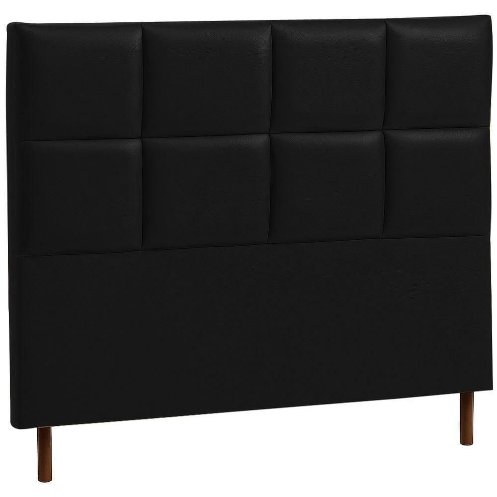 Cabeceira Estofada Queen Espanha Couro Preto 160 Cm