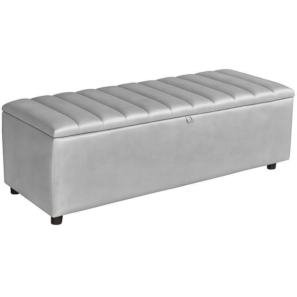 Baú Recamier Paris Couro Cinza 140 Cm