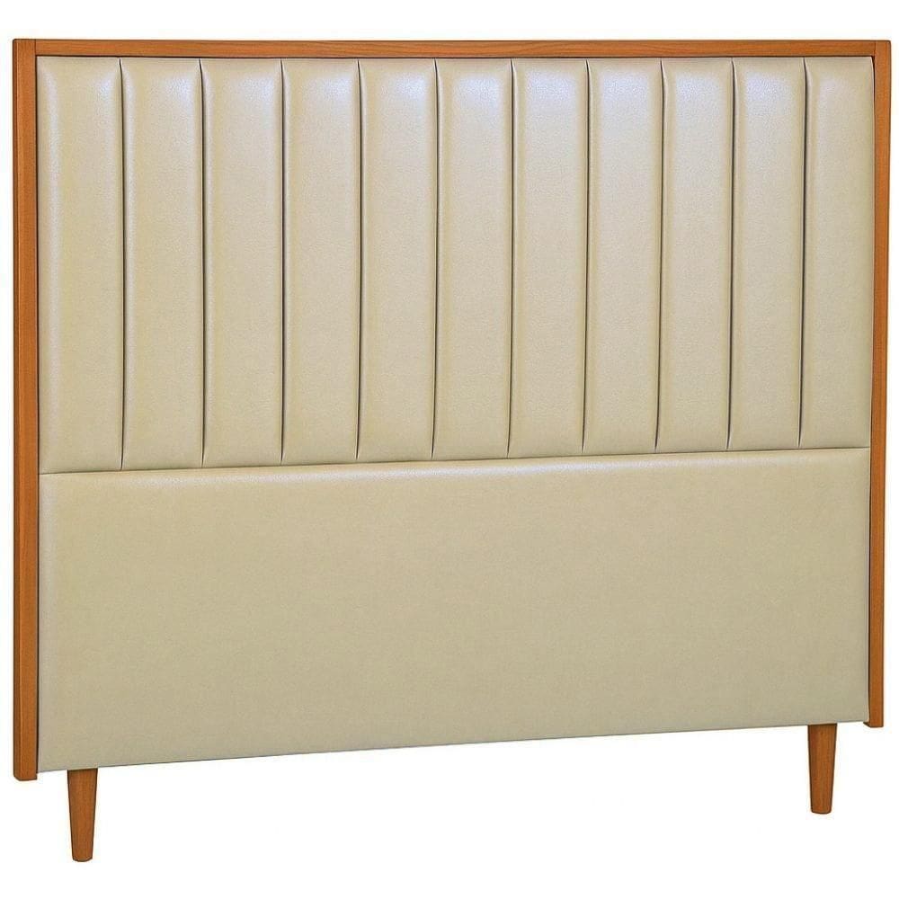 Cabeceira Estofada Queen Imperial Couro Bege 160 Cm