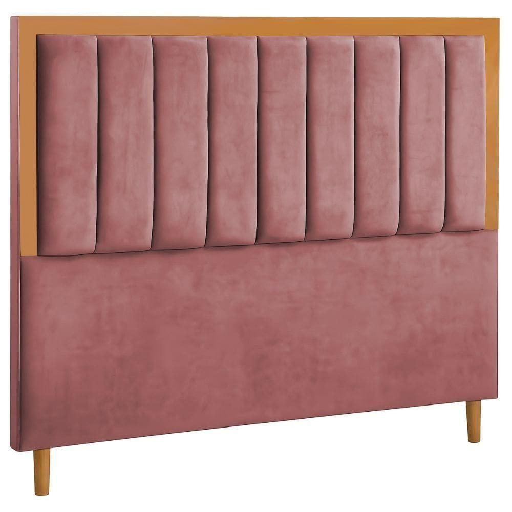 Cabeceira Estofada Queen Paris Veludo Rosa 160 Cm