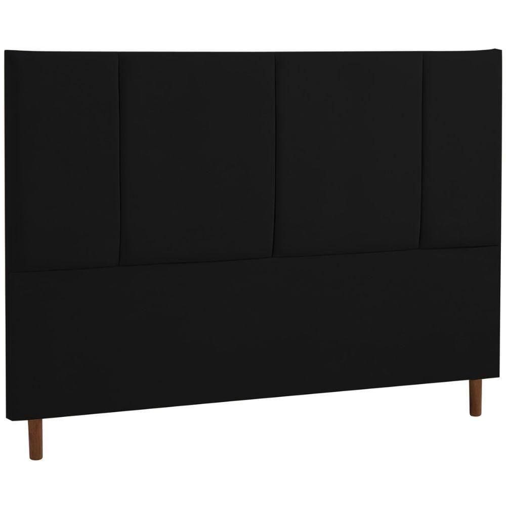 Cabeceira Estofada Casal Panamá Veludo Preto 140 Cm