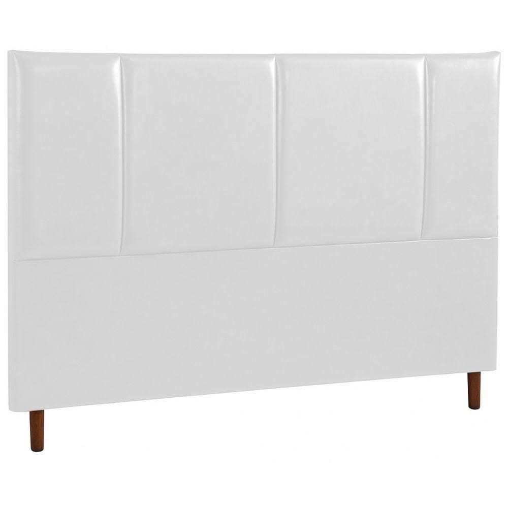 Cabeceira Estofada Queen Panamá Couro Branco 160 Cm