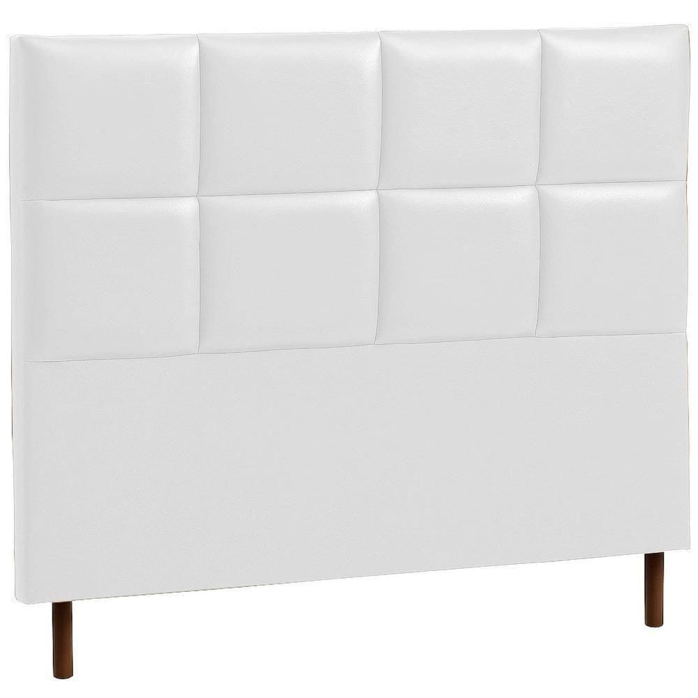 Cabeceira Estofada Casal Espanha Couro Branco 140 Cm