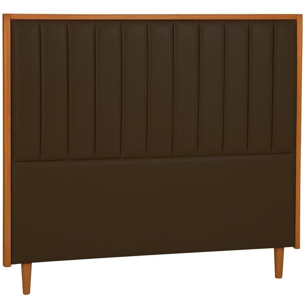 Cabeceira Estofada Queen Imperial Couro Marrom 160 Cm