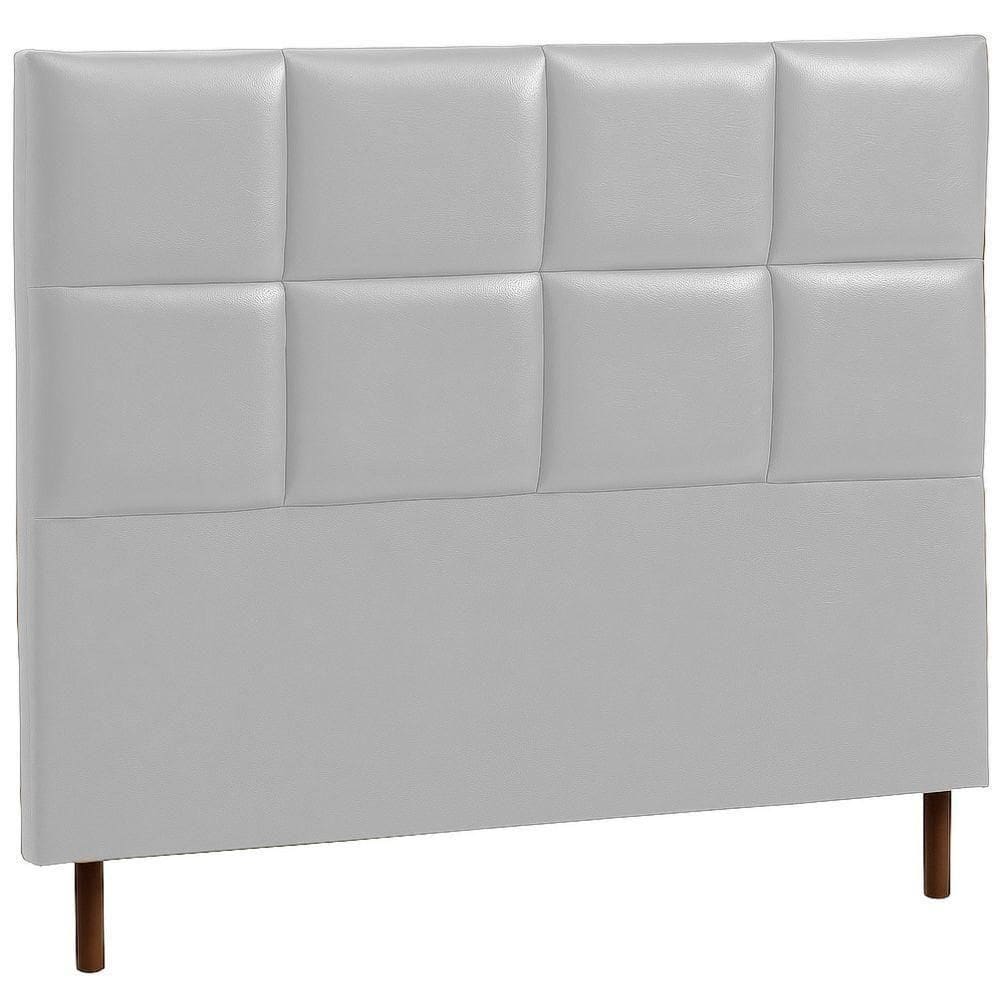 Cabeceira Estofada Casal Espanha Couro Cinza 140 Cm