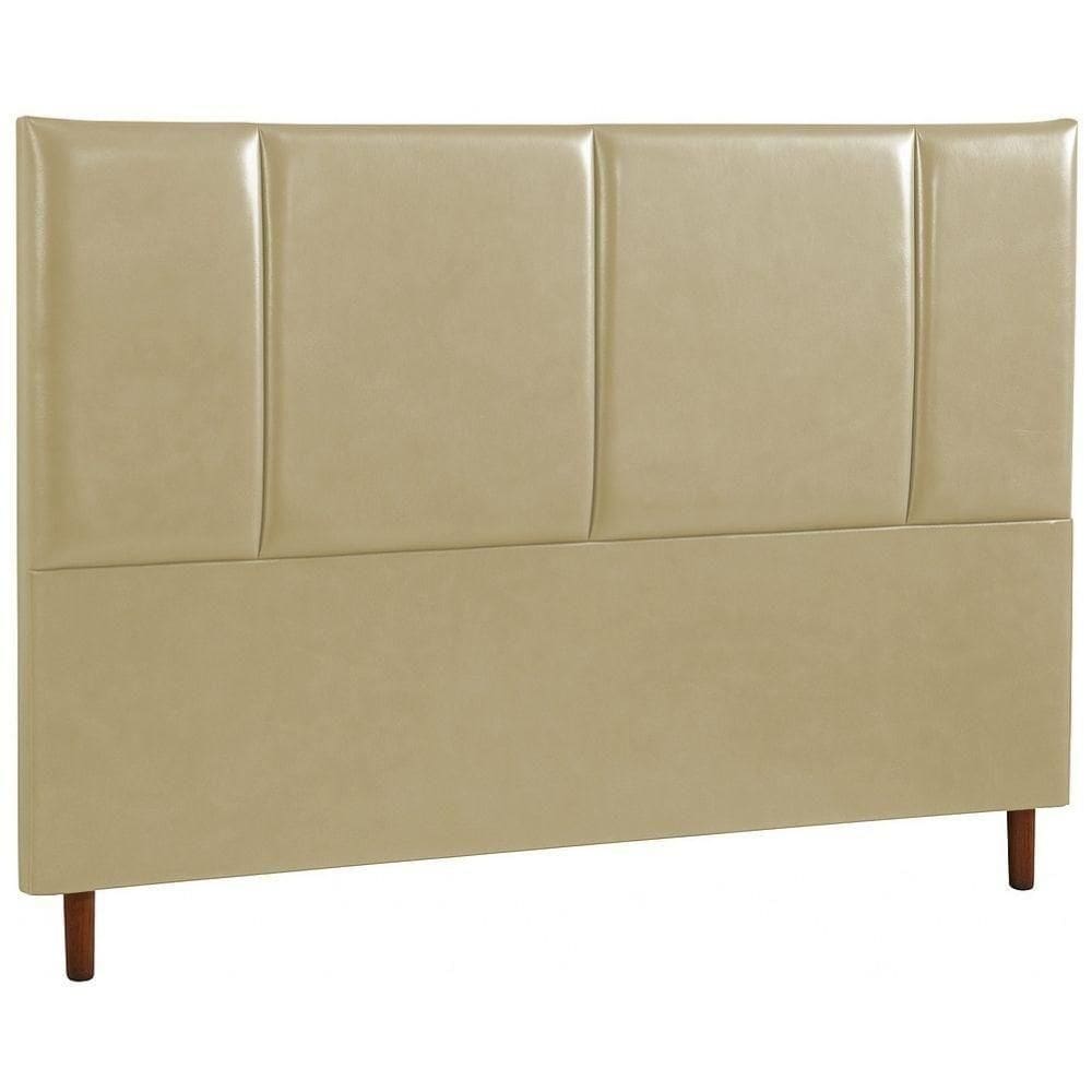Cabeceira Estofada Queen Panamá Couro Bege 160 Cm
