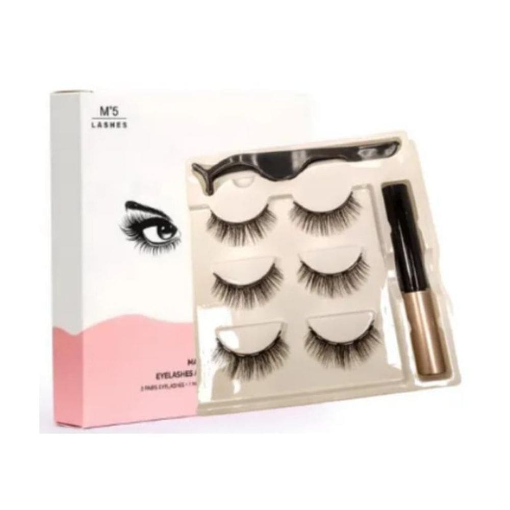 Kit Cílios Magnéticos Postiços Com Imã + Delineador