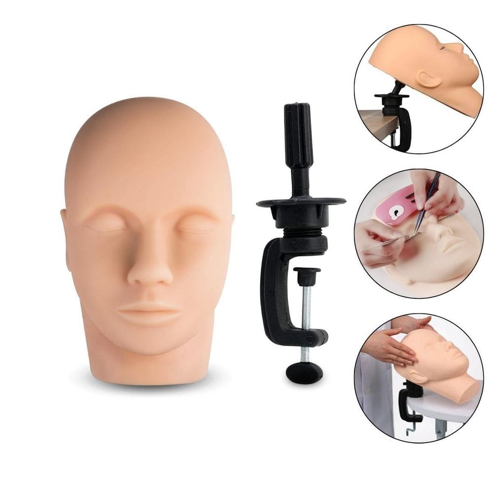 Cabeça Manequim Emborrachada Suporte Mesa Treino Make Cílios