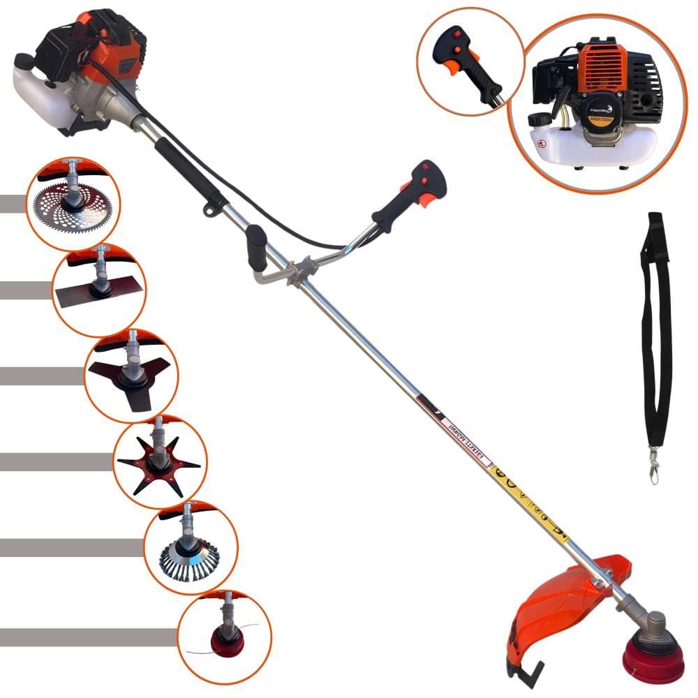 Aparador de Grama Import Way IWRGM2T5X163 63cc 3HP Com Carretel de Nylon + Facas 2 Pontas, 3 Pontas, 6 Pontas, 80 Dentes de Vídea e Escova de Aço