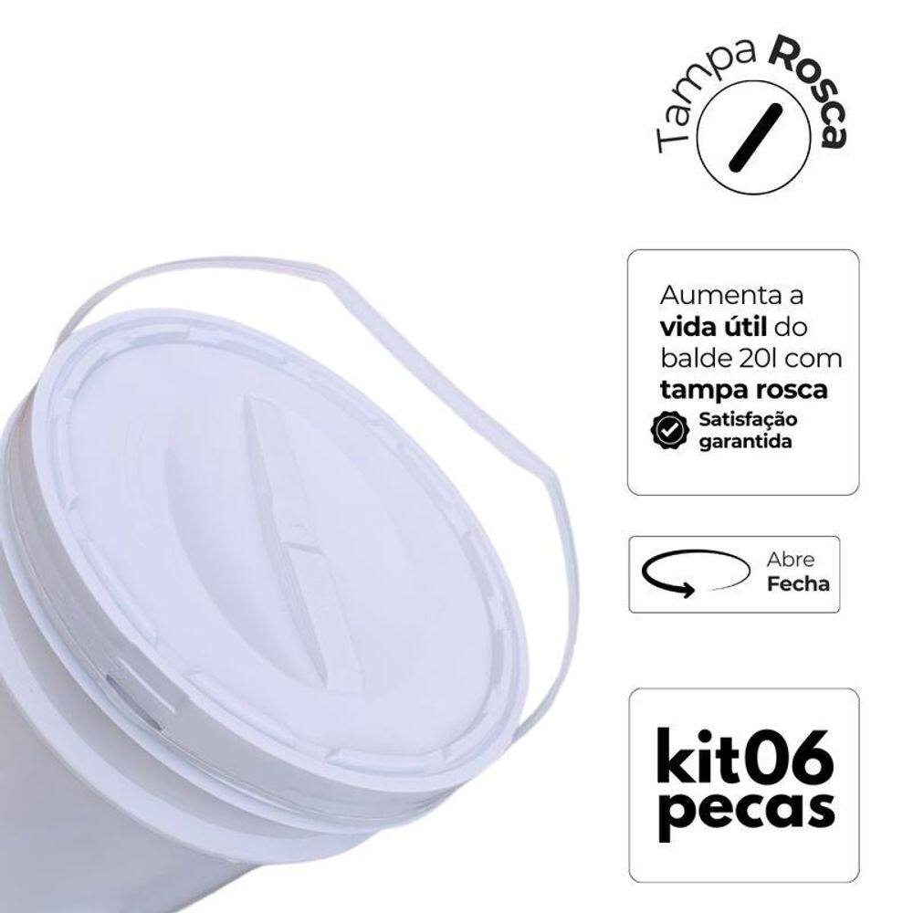 Balde E Tampa Rosca - Kit 6 Pçs