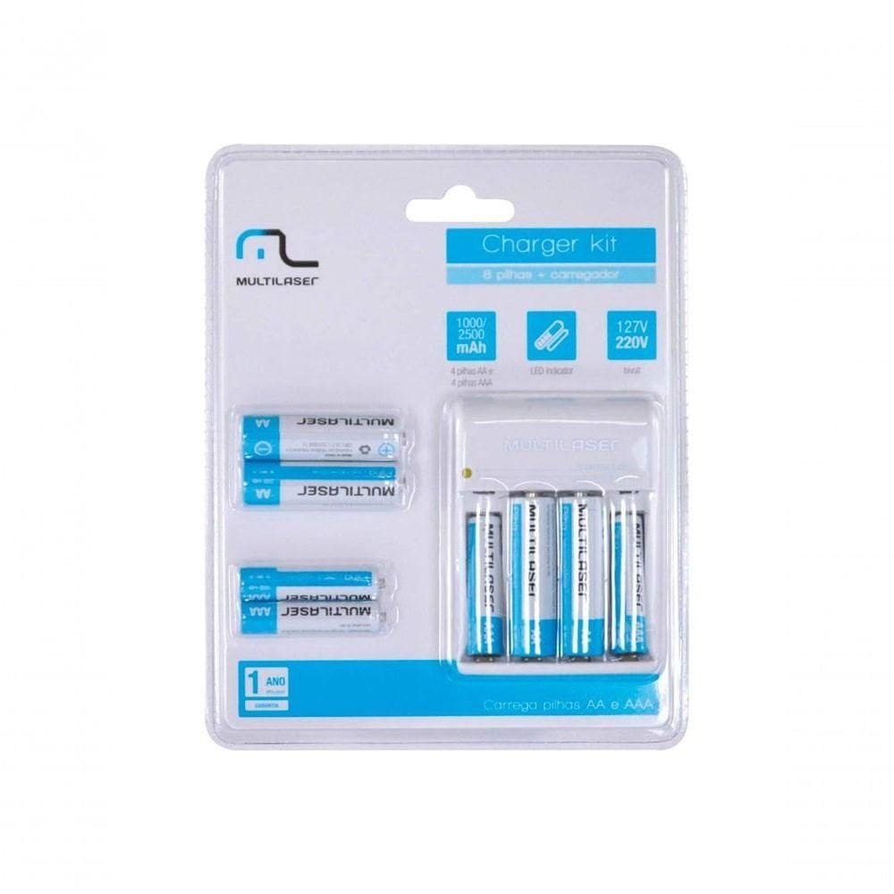 Carregador De Pilhas 4aa-2500mah 4aaa-1000mah Bivolt